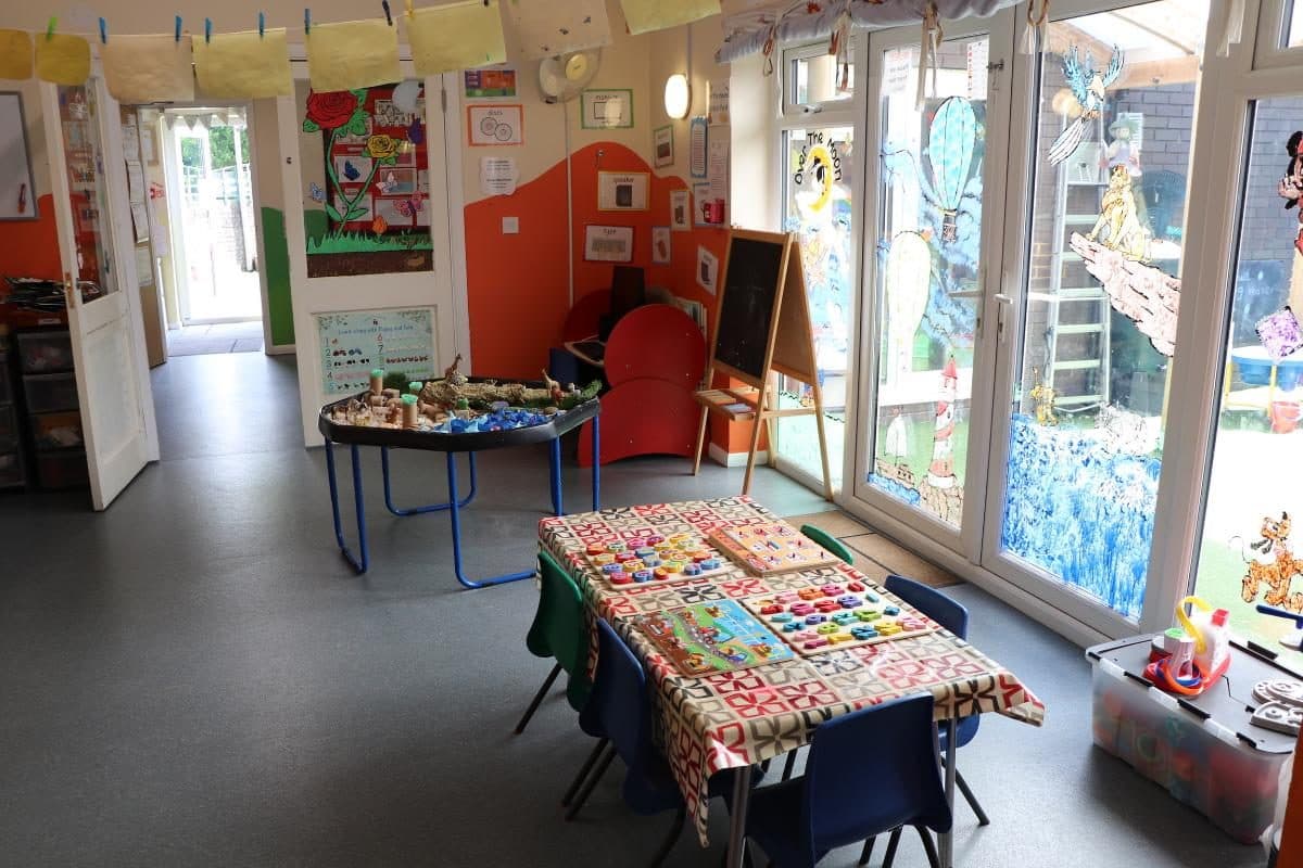 Creative activity tables in Flackwell Heath nursery at The House That Jack Built