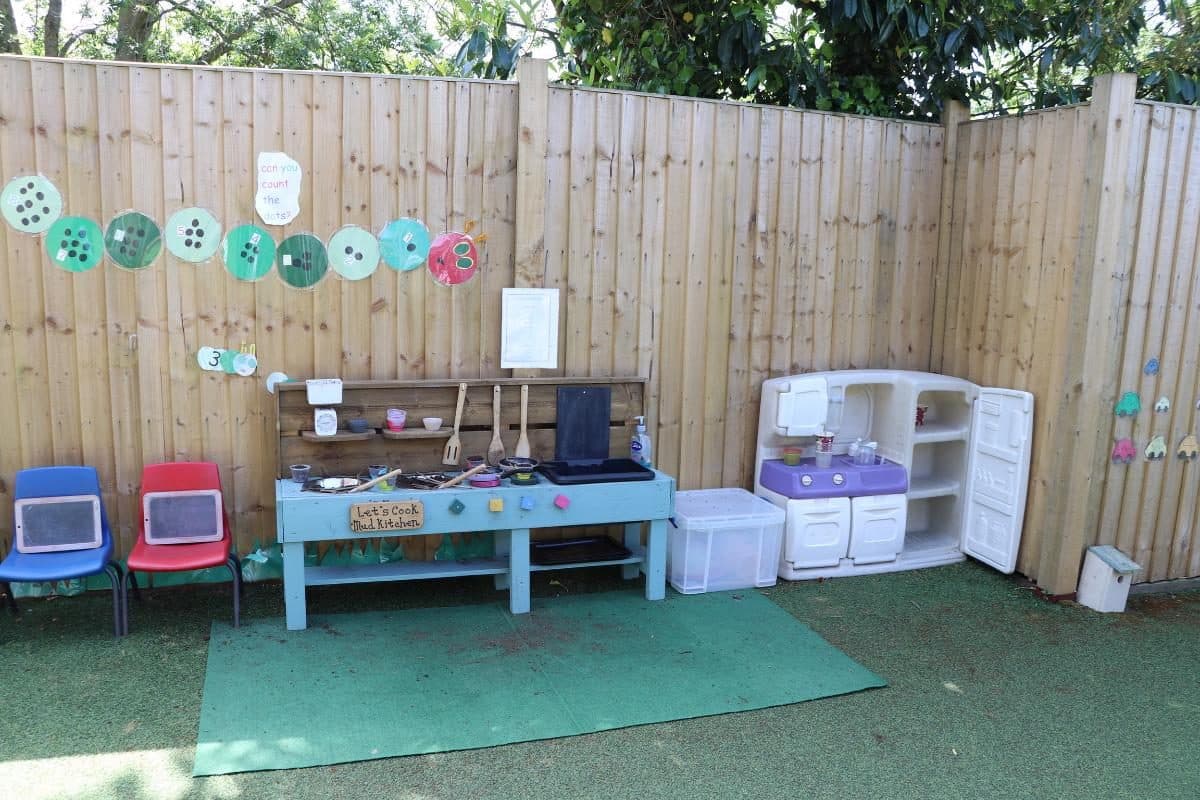 Outdoor mud kitchen play area at The House That Jack Built Flackwell Heath