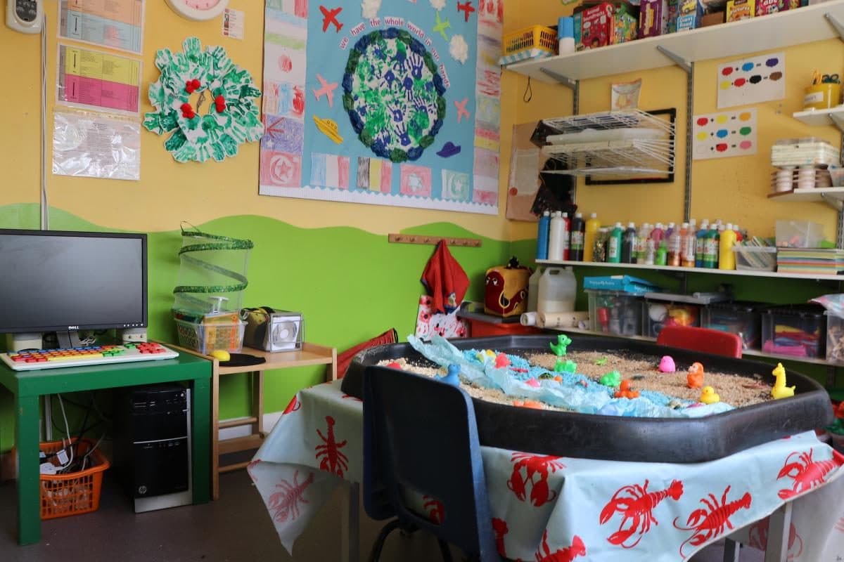 Sensory play table with sand and water at Hazlemere nursery
