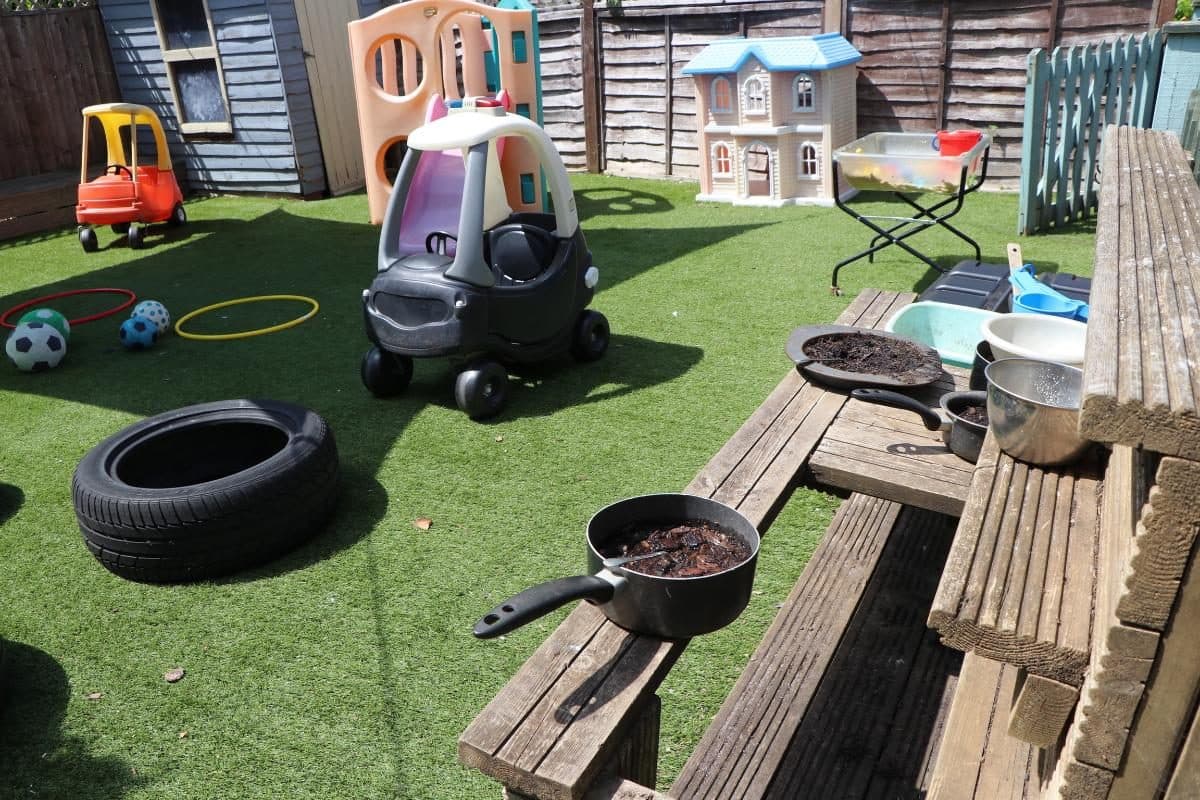 Outdoor play area at The House That Jack Built Hazlemere nursery